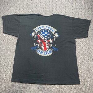 Vintage Lethal Threat Motorgear Live Free Or Die Skull T-Shirt Mens XL USA Made